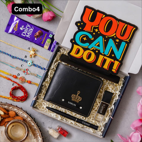 Personalized Wallet Pen Keychain Rakhi Gift Combo
