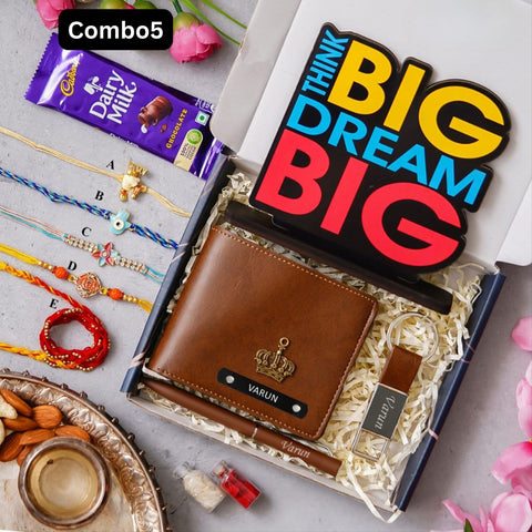 Personalized Wallet Pen Keychain Rakhi Gift Combo