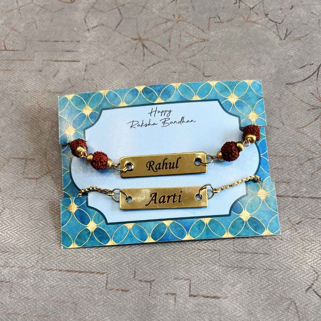 Bhaiya & Bhabhi Rakhi Pair with Name Customization