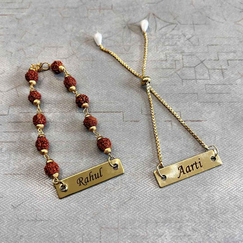 Bhaiya & Bhabhi Rakhi Pair with Name Customization