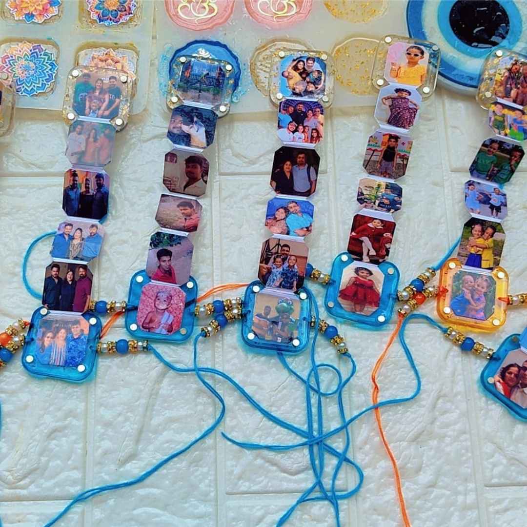 Resin Magnet Rakhi – 6 Photo Personalized Rakhi || Ladder photo rakhi