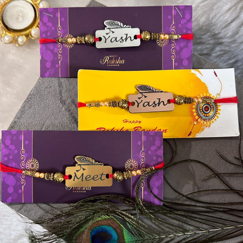 3 colors baase custom name rakhis,