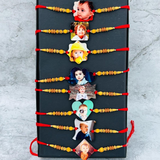 different shape of dial with customized rakhis are 8 here where tie to black box