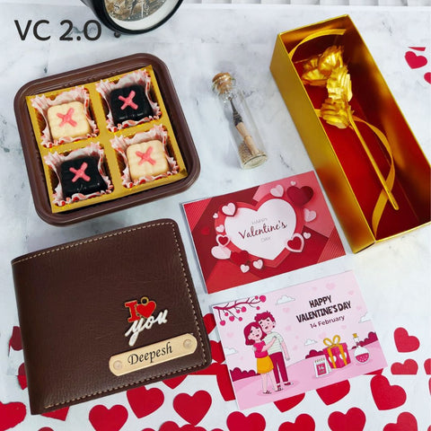 Valentine's Day Surprise Gift | Leather Wallet & Rose Gift Set