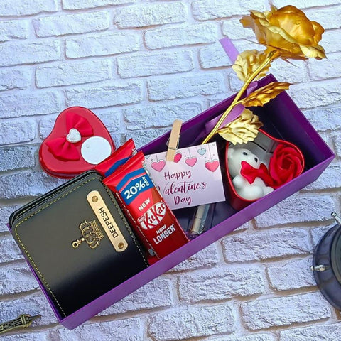 Valentine's Day Gift Combo for Him - Wallet, Rose, Teddy And More