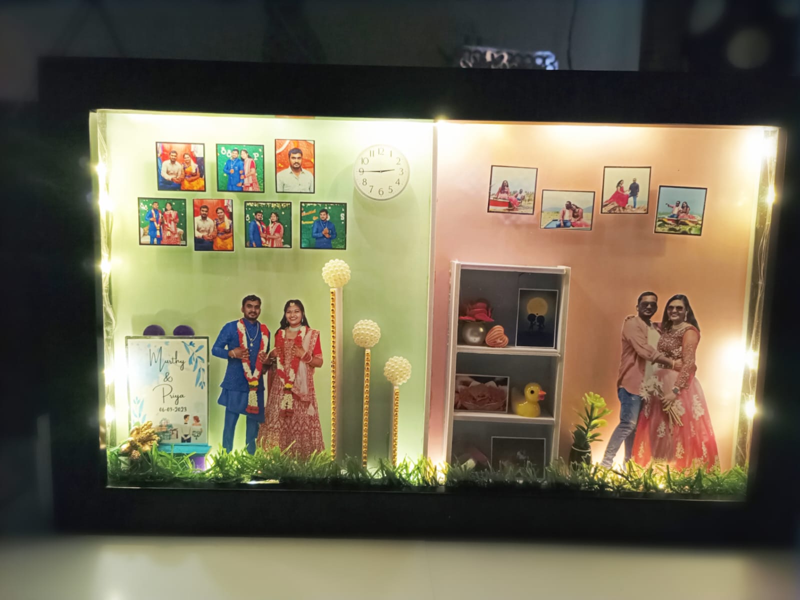 2 Partition Miniature Box | Personalized Miniature Frames |nCustom Anniversary Frame | Birthday Gift Mini Frames | Special Occasion Customized Frames