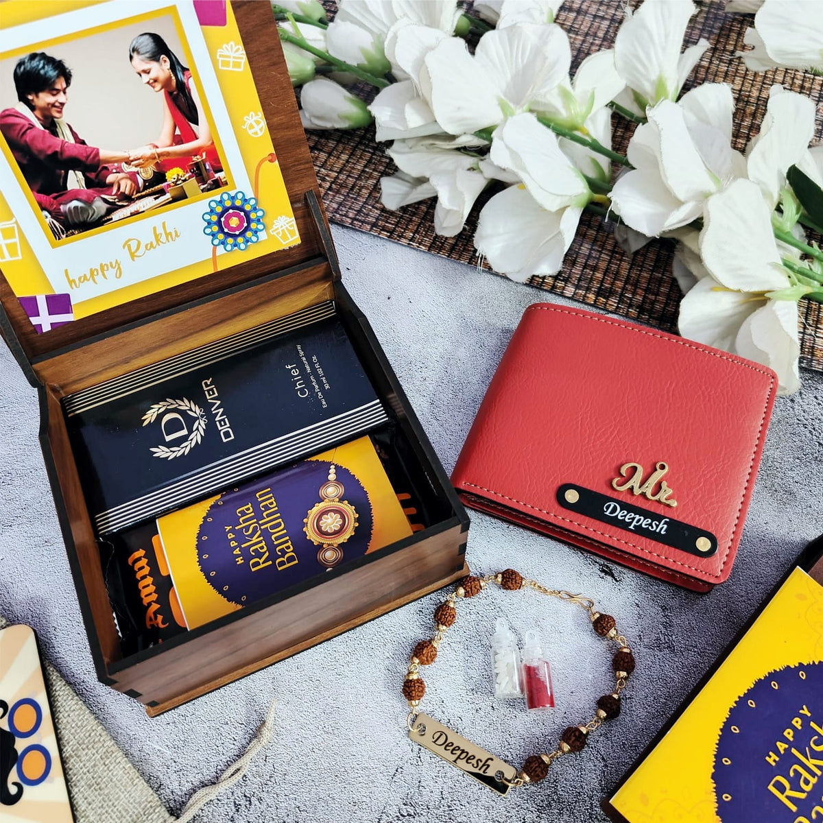 Rakhi with Nexon Wallet for brother|Customized Rakhi Gifts|Personalized Rakhi Gift Box|Rakhi with Perfume