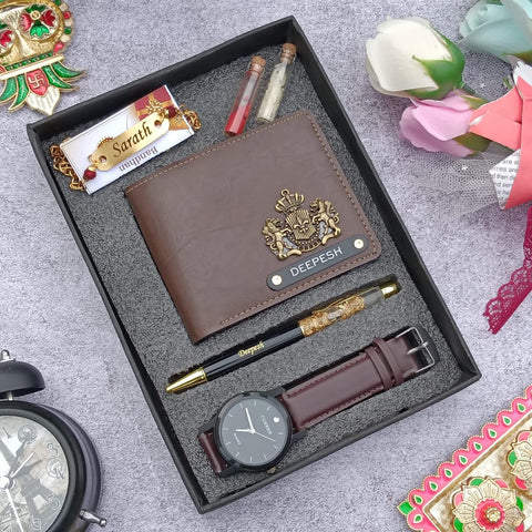 Raksha Bandhan Wrist Watch Combo|Premium Rakhi Gifts for Brother|Personalized Rakhi Combo for Men|