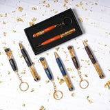 Gold Flake Cubic Pen Keychain Set|Rakhi Gifts for Brother|Personalized Rakhi Gifts