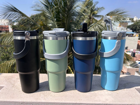 Personalized Smiley Car Cup - Custom Insulated Mug with Straw