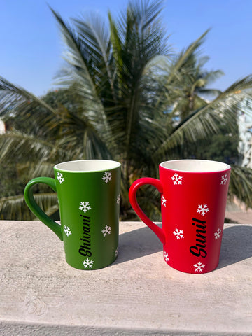 Personalized Christmas Latte Mugs | Custom Name, Red & Green Unbreakable