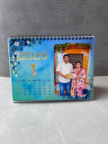 Personalized 2026 Photo Desk Calendar | Custom Floral Table Top
