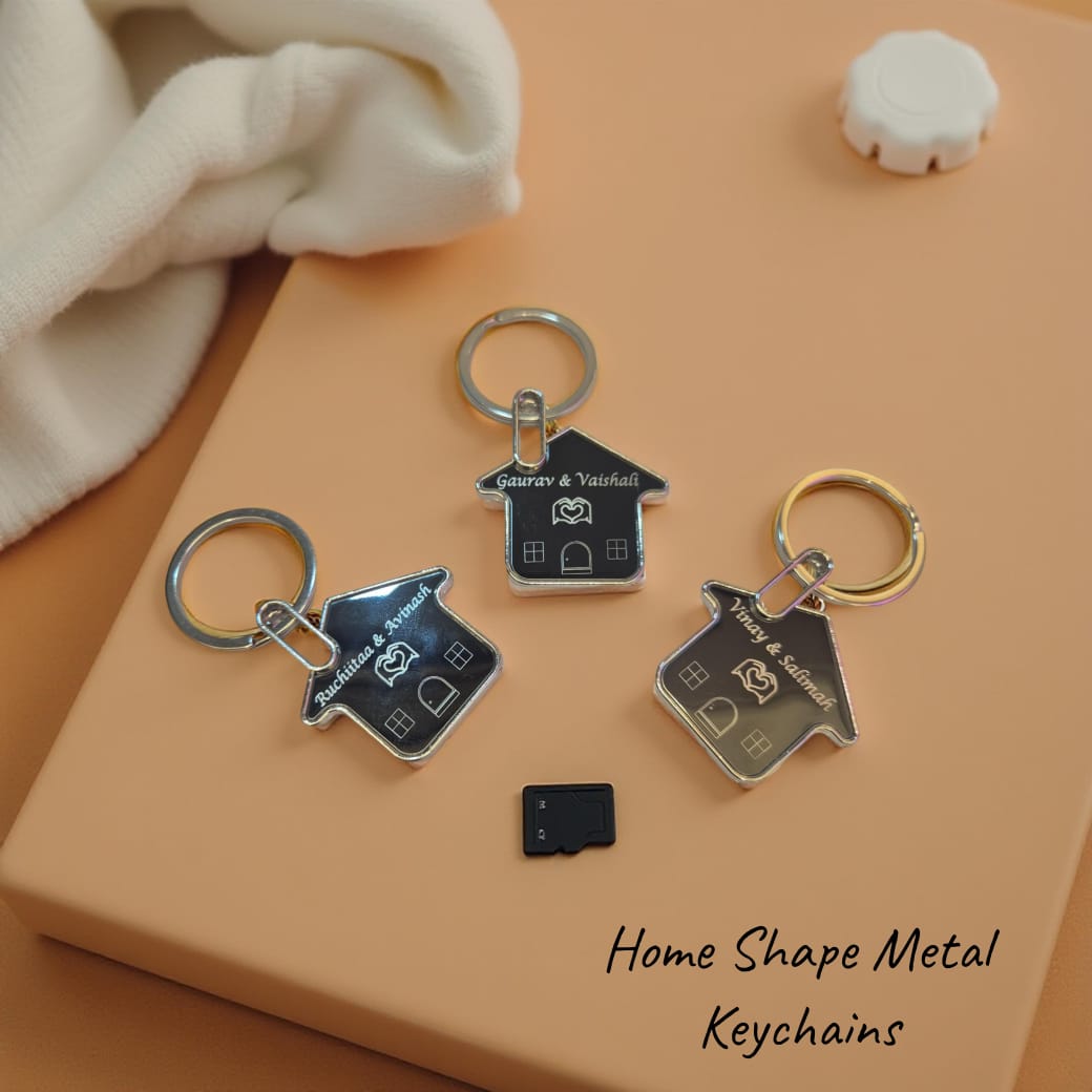 Custom Home Shape Keychain - Personalized Stainless Steel Keyring