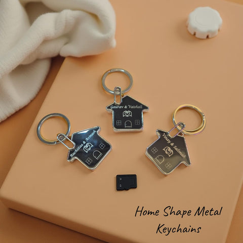 Custom Home Shape Keychain - Personalized Stainless Steel Keyring