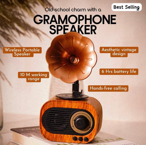 Personalized Gramophone Bluetooth Speaker | Vintage Wireless Audio