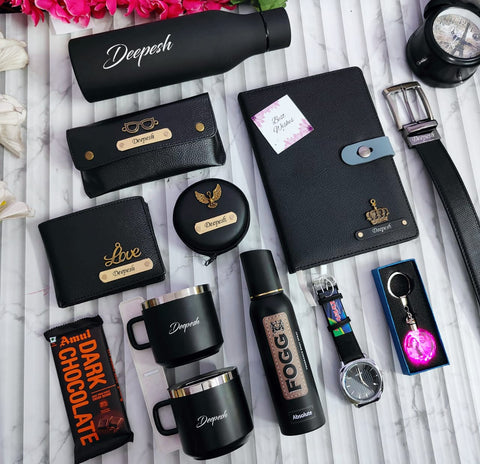 Personalized All Black Combo 5.0: 13-in-1 Luxury Gift Set for Men
