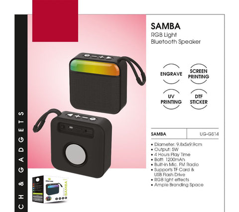 Customized Samba RGB Bluetooth Speaker - Personalized Audio Gift