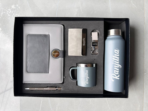 Custom 6-in-1 Gift Set: Personalized Bottle, Mug, Diary & More