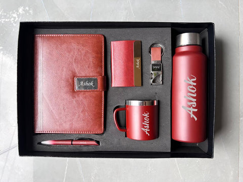 Custom 6-in-1 Gift Set: Personalized Bottle, Mug, Diary & More