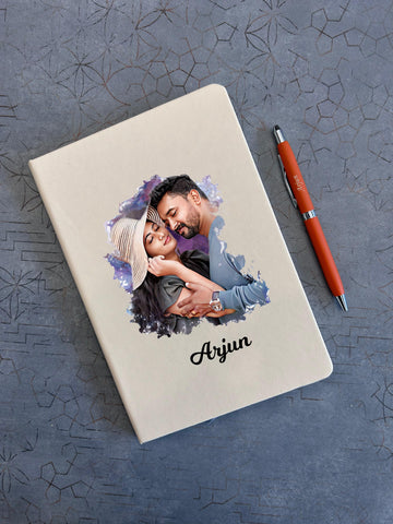 Custom Photo Diary & Engraved Pen Set | Personalized Pastel Gift