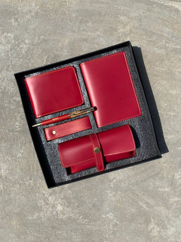 Customizable 5-in-1 Leather Combo Set - Wallet, Passport & More