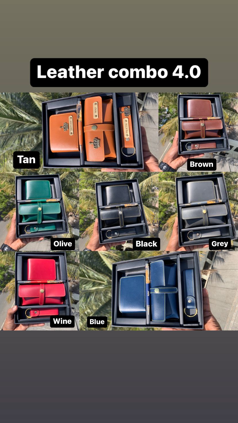 Customizable 5-in-1 Leather Combo Set - Wallet, Passport & More