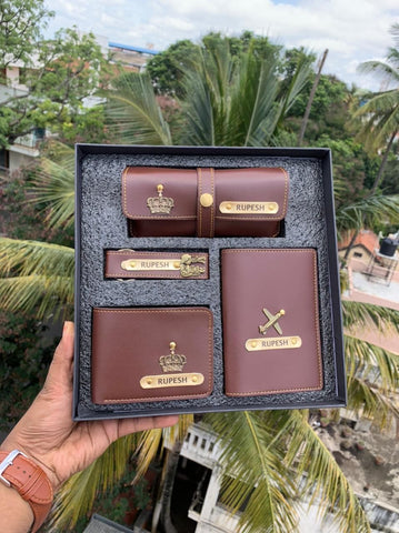 Customizable 5-in-1 Leather Combo Set - Wallet, Passport & More