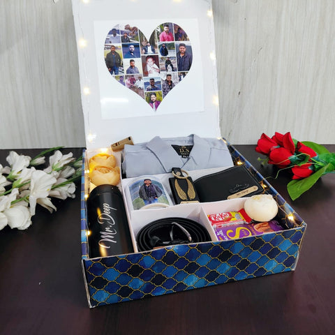 Personalized Men's Premium Gift Hamper 2.0 | Custom Shirt & Flask Box