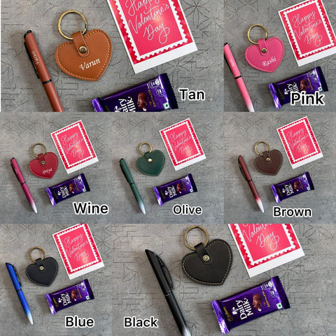 Personalized Valentine's Gift Combo: Pen, Keychain & Chocolate