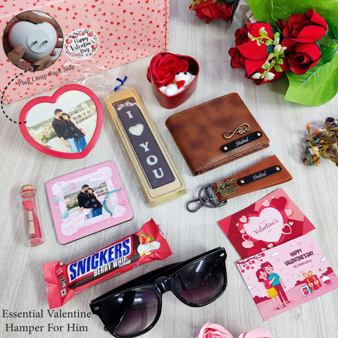 Personalized Valentine's Day Gift Combo for Him - Wallet, Lamp & More