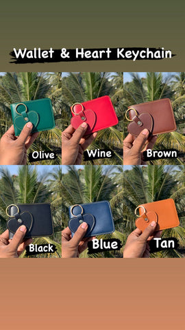 Personalized Wallet & Heart Keychain Gift Set | Custom Name