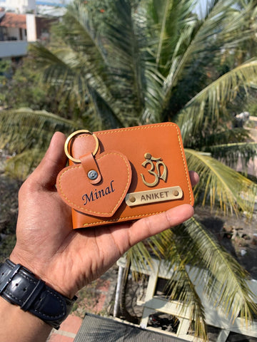 Personalized Wallet & Heart Keychain Gift Set | Custom Name