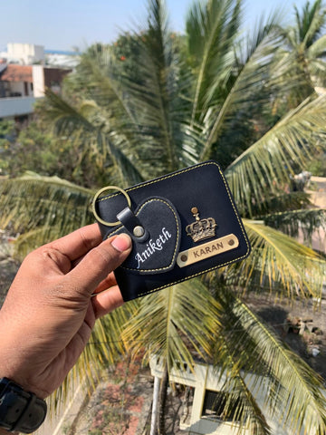 Personalized Wallet & Heart Keychain Gift Set | Custom Name