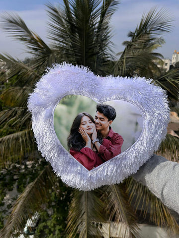 Custom Heart Photo Fur Cushion - Personalized Valentine's Gift