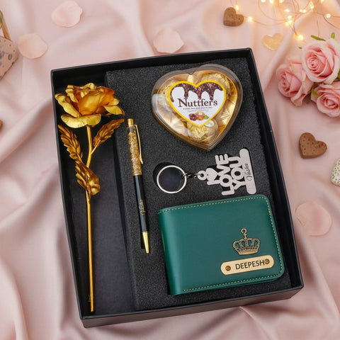 Personalized Valentine's Gift Combo: Wallet, Rose, Chocolate & More