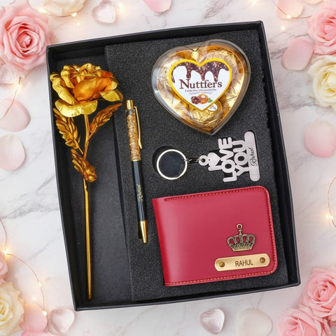 Personalized Valentine's Gift Combo: Wallet, Rose, Chocolate & More