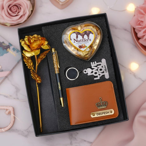 Personalized Valentine's Gift Combo: Wallet, Rose, Chocolate & More