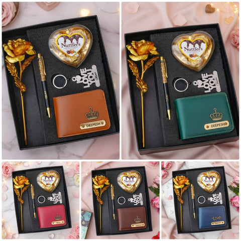 Personalized Valentine's Gift Combo: Wallet, Rose, Chocolate & More