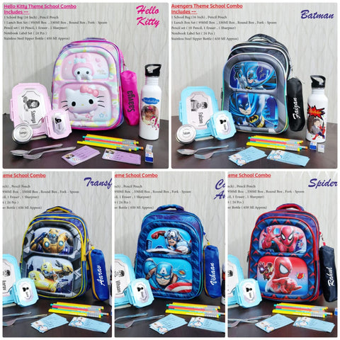 Personalized Kids' School Combo: Custom Backpack, Lunch & Stationery Kit