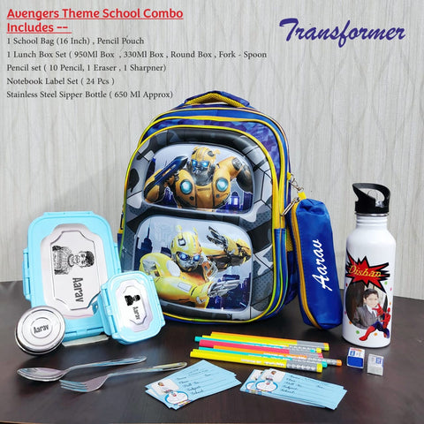 Personalized Kids' School Combo: Custom Backpack, Lunch & Stationery Kit