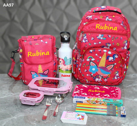 Kids Back to School Combo Set – Custom Name & Photo Print (Bag + Lunch + Bottle + Pouch)