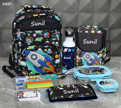 Kids Back to School Combo Set – Custom Name & Photo Print (Bag + Lunch + Bottle + Pouch)