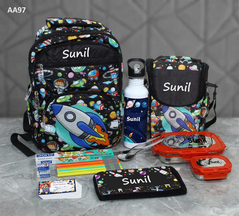 Kids Back to School Combo Set – Custom Name & Photo Print (Bag + Lunch + Bottle + Pouch)