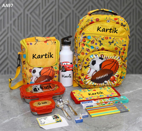 Kids Back to School Combo Set – Custom Name & Photo Print (Bag + Lunch + Bottle + Pouch)