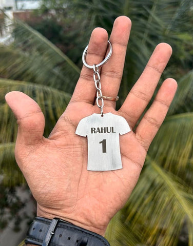 IPL Jersey Keychain – Personalized with Name & Number, Stainless Steel (10 Teams)