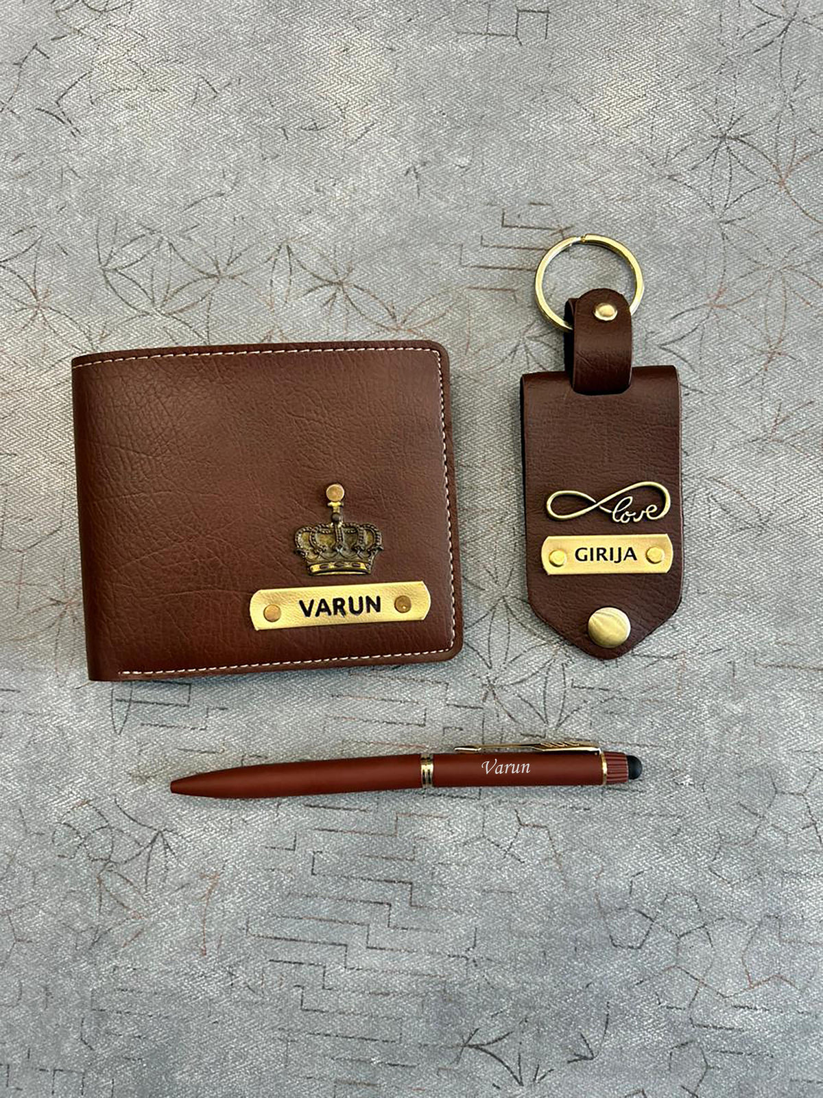 Personalized Father's Day Gift Combo – 3-Piece Custom Name Wallet, Photo Keychain & Pen Set for Dad