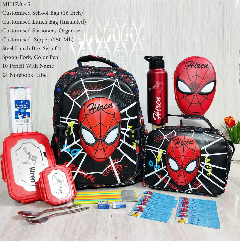 Personalized Smiggle Spider-Man School Bag Hamper – Premium Custom Name Kids Back to School Gift Set