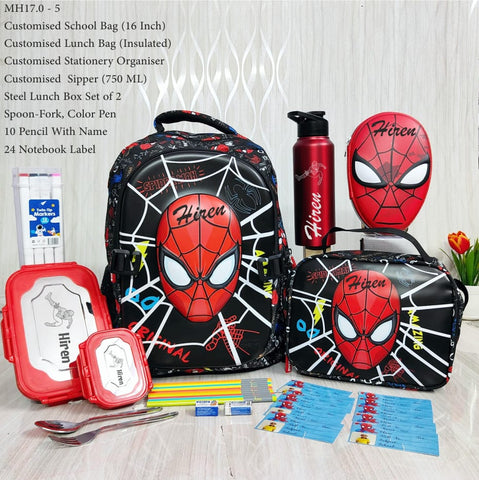 Personalized Smiggle Spider-Man School Bag Hamper – Premium Custom Name Kids Back to School Gift Set