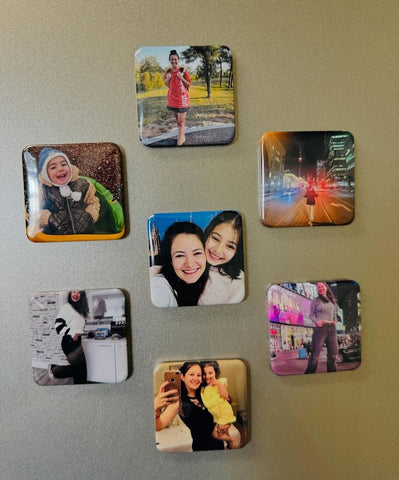 Personalized Badge Fridge Magnet | 50x50mm | Any Print | Glossy Laminated | Return Gift & Party Favour