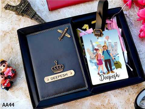 Personalized Passport Cover with PVC Luggage Tag – 6 Colors, Custom Name | BBD Gifts